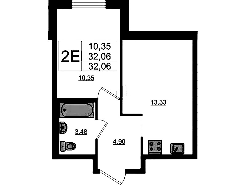 1-комнатная квартира 32.06 м², 4/17 эт., ЖК «Стороны Света 2»